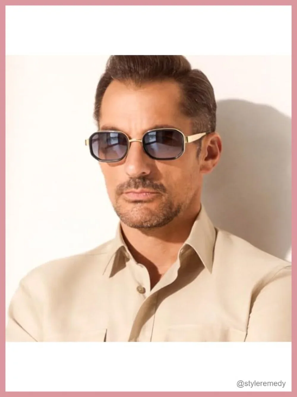 Retro Rectangle Sunglasses UV400 Protection Stainless Steel Frame Unisex